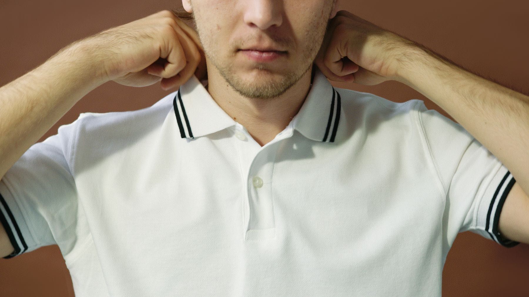 Shirt collar and placket close-up
